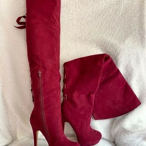 Suede mig thigh high heels